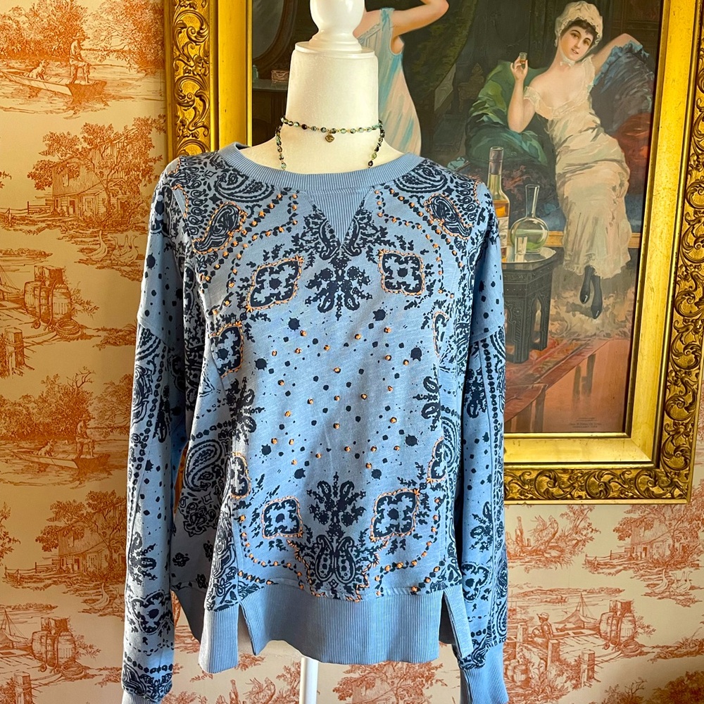 Sundance NWT Embroidered Bandana Sweatshirt